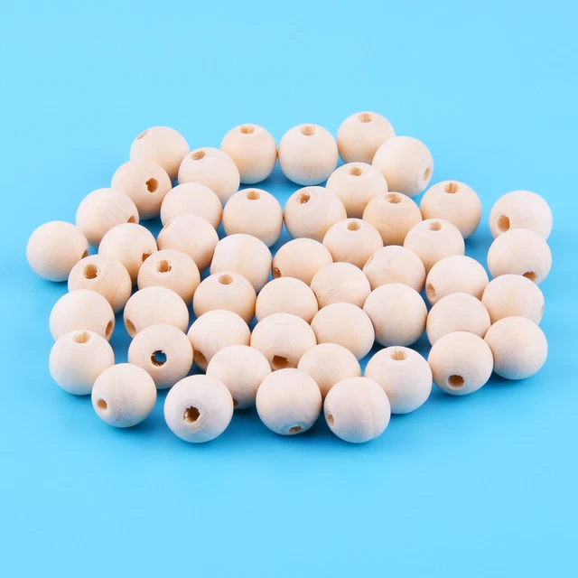 50pcs 16mm Natural Wood Spacer Beads Round Wooden Balls Jewelry Bracelet Making