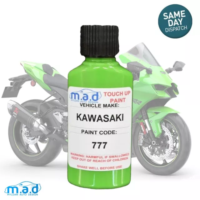 Kawasaki 777 Paint Touch Up Kit 30Ml Lime Green Motorbike Bike Repair Scratch Uk