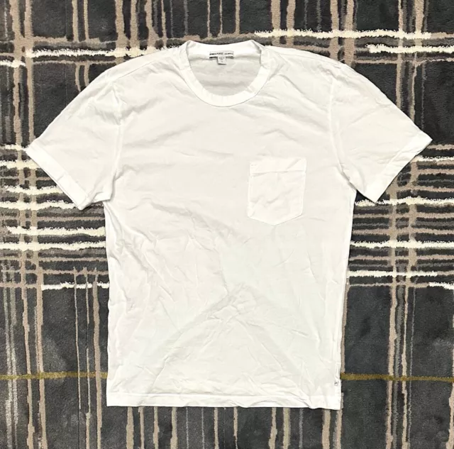 James Perse Men's MLJ3282 Pocket White Short Sleeve Crewneck T-Shirt