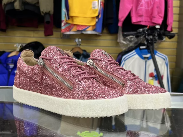 Giuseppe Zanotti Women Low Top Pink Glitter Sneakers Size 40 US 10W