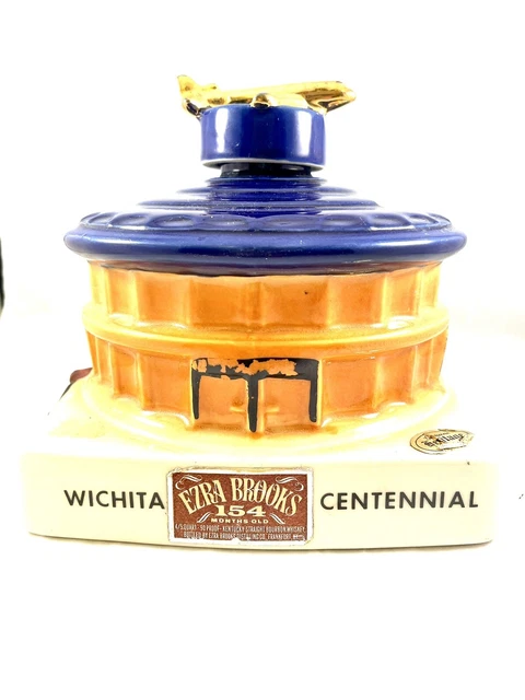 Vintage 1970 Ezra Brooks Wichita Centennial Decanter Heritage 1970