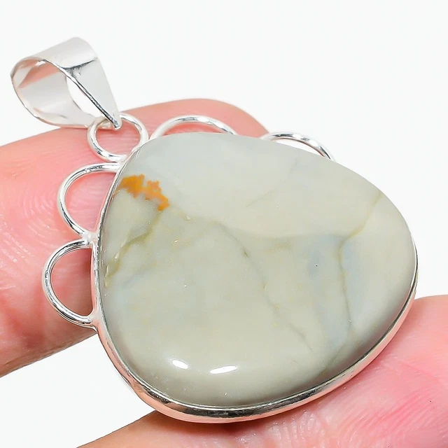 Imperial Jasper Gemstone 925 Sterling Silver Jewelry Pendant 1.57"