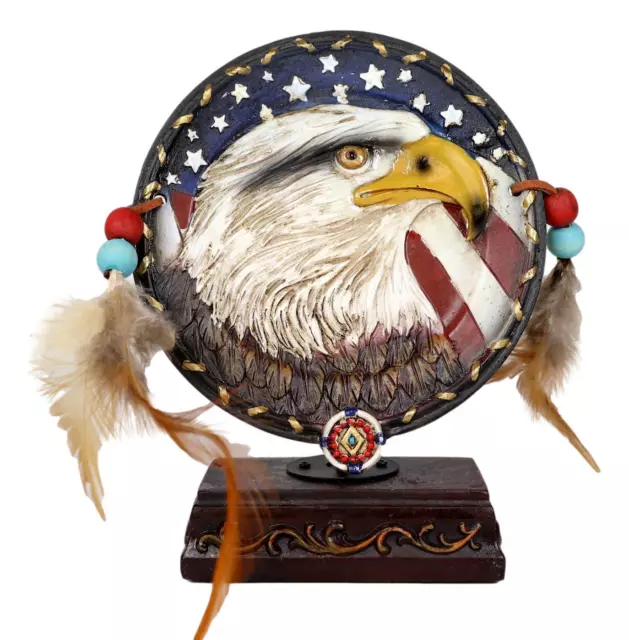 American Freedom Patriotic Soaring Bald Eagle By USA Flag Desktop Plate Plaque