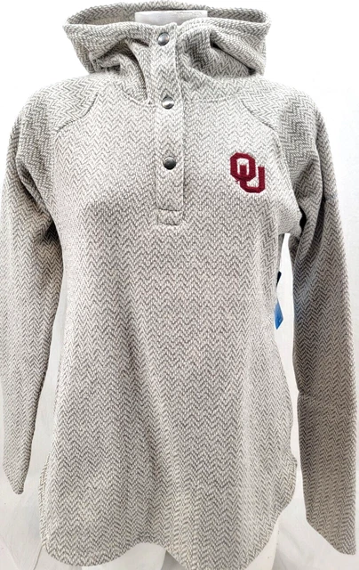 NEW Oklahoma OU Sooners Columbia 1/4 Snap Darling Days Pullover Hoodie Womens L