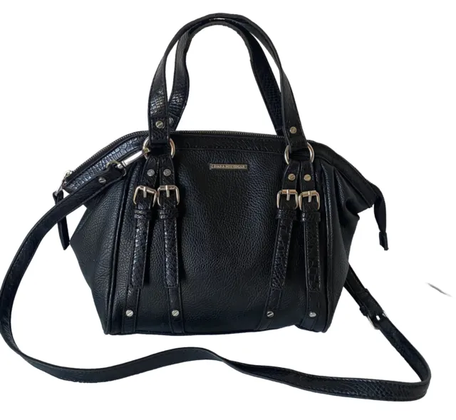 Dana Buchman Black Handbag Crossbody Shoulder Bag Pebbled Vegan Leather Classic
