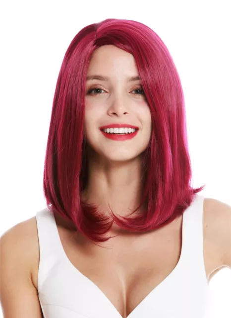 WIG ME UP Perruque pour Femme Longue Jusqu'aux Épaules Lisse Raie Rouge Grenat