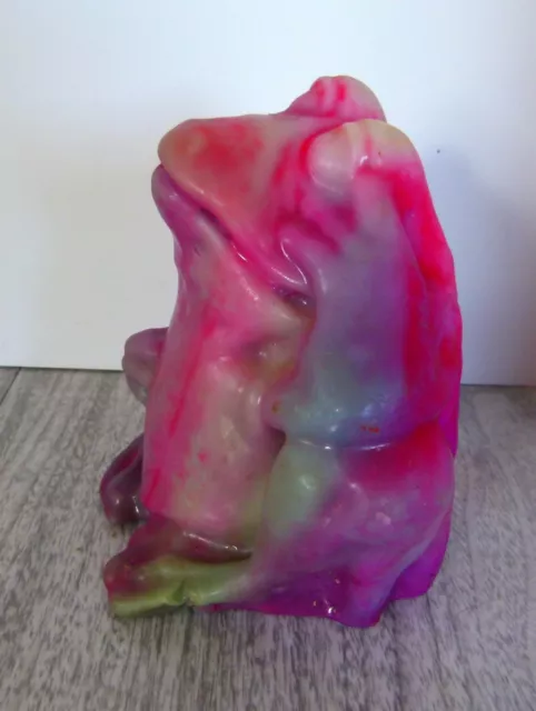 Vintage Frog Toad Large Wax Candle Pink Purple green MOD FUNKY DECOR 2