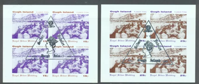 GB Gugh Island,Scillies, 1977  Silver Jubilee silver overprint on 2 sheets 1972