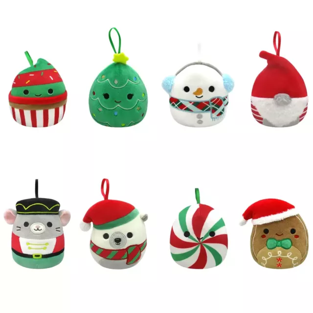 Squishmallows Christmas Ornament Set of 8 Plush 4" Holiday Classic Collection 8