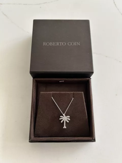 💎💎ROBERTO COIN 18K white gold 🥇 diamond palm tree pendant necklace💎💎 ...