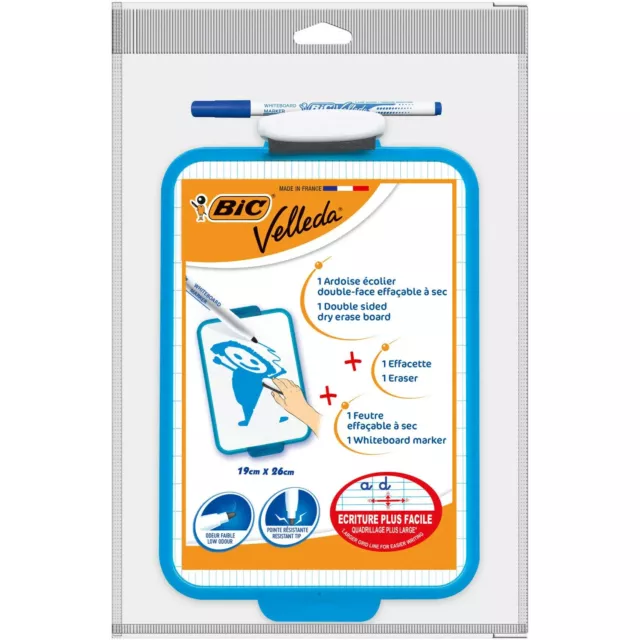 BIC Ardoise effaçable VELLEDA double face, avec feutre et effacette, 19x26cm