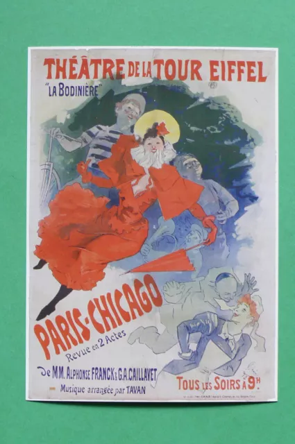 "Théatre de la Tour Eiffel/Paris Chicago" 1893 Werbeschild Ansichtskarte  NEU