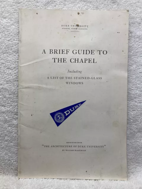 1930's 1940's Brief Guide To The Chapel Stained Glass Windows Duke University NC