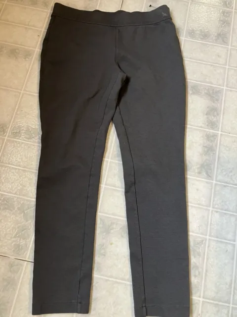 Eddie Bauer Cotton Ponte Knit Pants Size 8 Gray pull on Flat Front Trouser