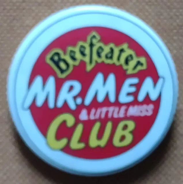 Vintage Badge 38mm Mr Men & Little Miss Club Beefeater