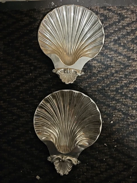 Vintage Sheffield England Clam Shell Dish Reproduction 1700-1800 2pc made in usa