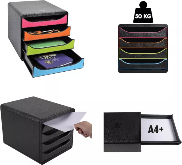 Exacompta 310041D Premium Ablagebox mit 4 Schubladen für DIN A4+ Dokumente. Bela 2
