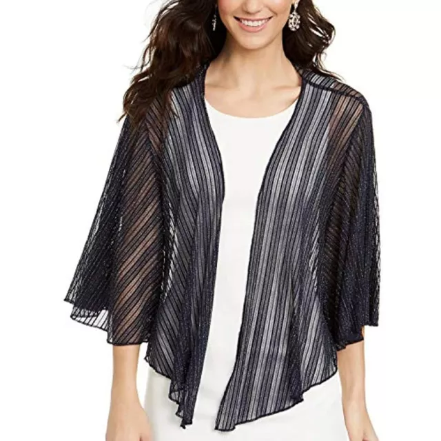 MSRP $59 INC International Concepts INC Cropped Metallic Shrug Navy One Size