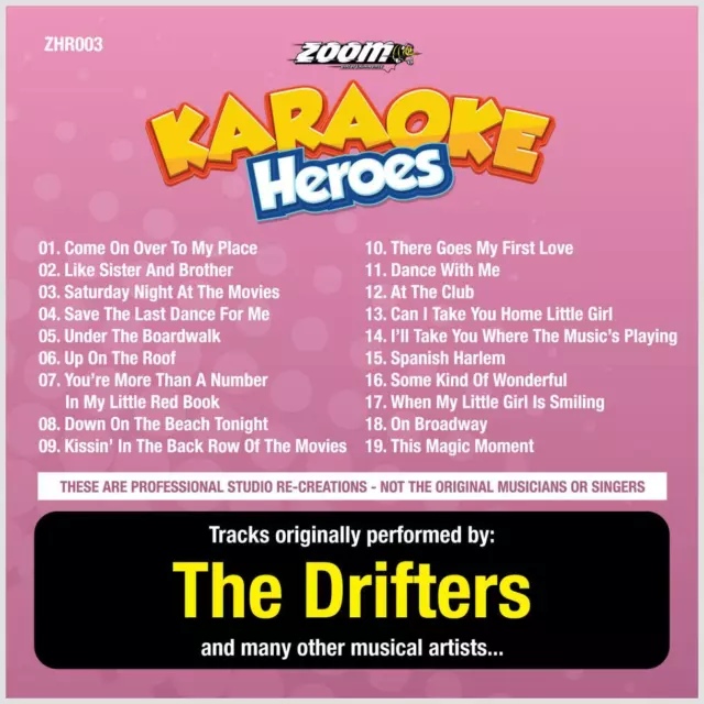 Drifters Karaoke CDG Disc - Zoom Karaoke Heroes Vol 3, 19 Tracks, CD+G, ZHR003