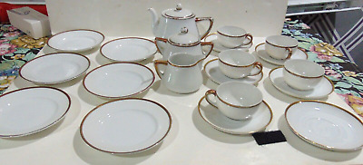 22 piezas de colección Juego de té Meito China olla, tazas platillos, platillos de postre crema de azúcar