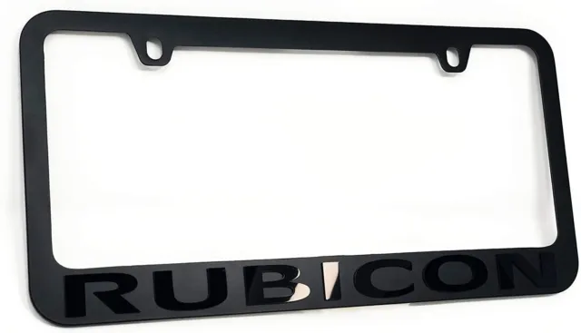 Jeep Rubicon Stealth Black Logo Premium Carbon Stainless License Plate Frame