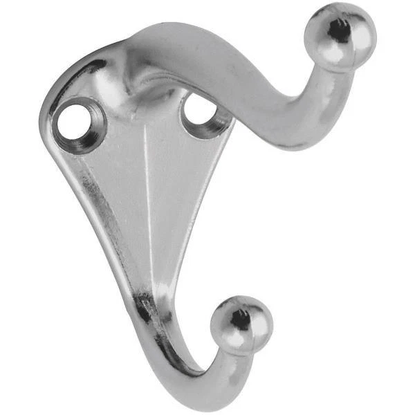 5 Pk Die Cast Zinc 3" Long Bedroom Closet Bathroom Coat & Hat Hook 2/Pk N192781