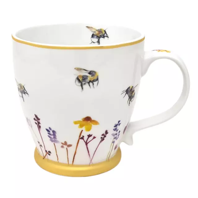 Taza De Desayuno De Porcelana Fina Abejas Ocupadas Té Café Gran Capacidad