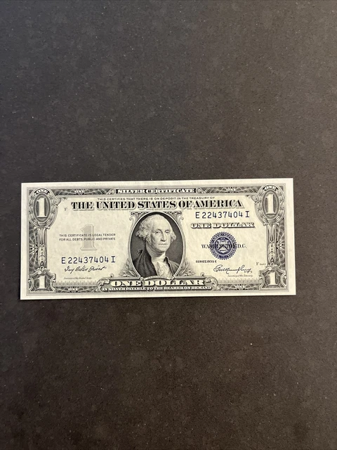 1935E $1 Silver Certificate Uncirculated Unc Fr 1614 Block Ei