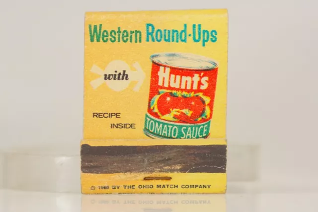 Hunts Western Round Ups Tomato Sauce Free Recipe Matchbook Cover