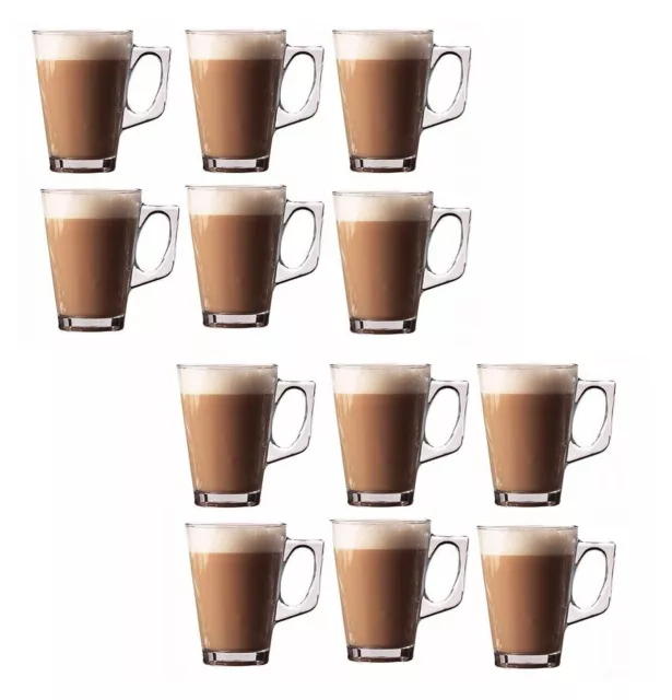 Latte Glasses 240ml for Hot Tea Cappuccino Glass Tassimo Costa Coffee Cups Mugs