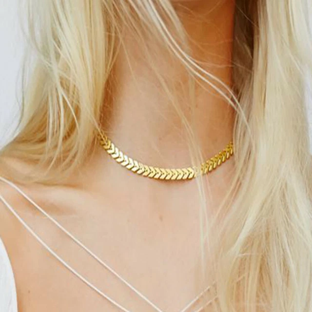 Collier Plastron Ras-de-cou Pour Femme En Alliage Doré - Avec Pochette, Neuf Avec étiquettes