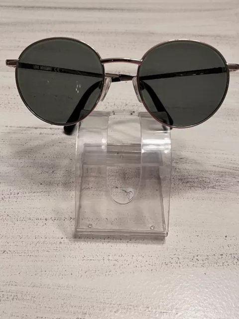 moschino sunglasses Womens rose gold wire rim round Gray Green Lens