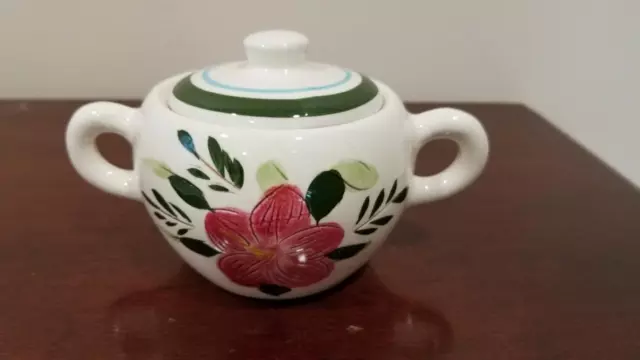 Vintage Stangl Pottery Country Garden Handpainted Red Flower Sugar Bowl