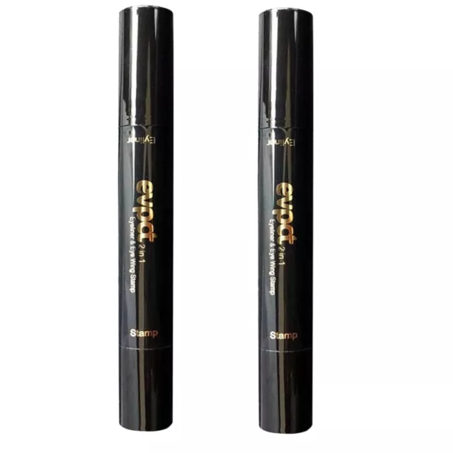 2Pcs 2 En 1 Longue DuréE ImperméAble  TêTe Maquillage Liquide Eye Liner St3165