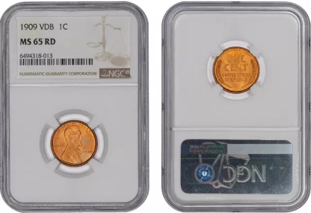 :1909-P Vdb 1C Lincoln Cent Key Date Ngc Ms 65 Rd Red Rarity R2 Highest Grades