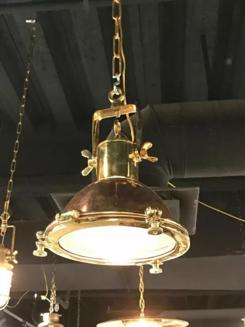 Lampe suspendue en cuivre et en laiton de style vintage, spot nautique,...