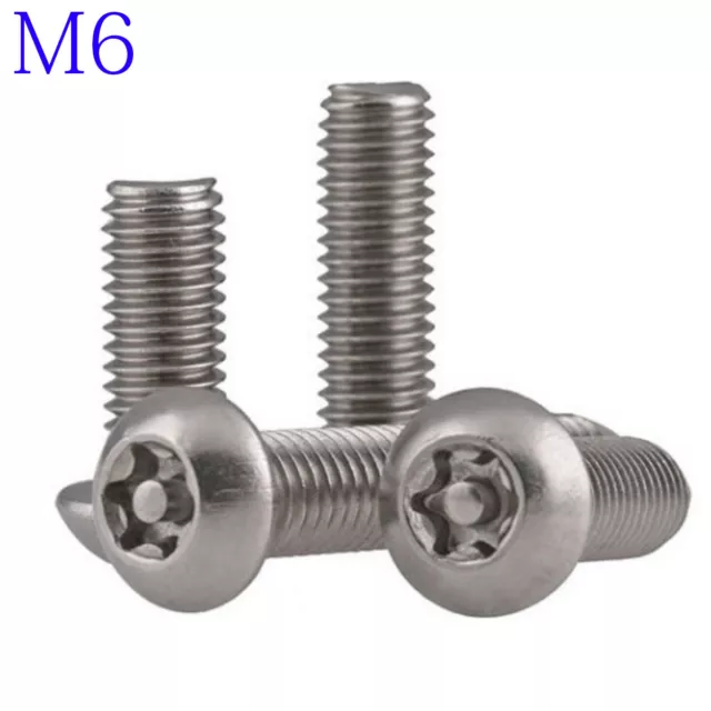 M6 M6x1.0 304 Stainless steel Pin Tamper Torx Security Button Head Screw Bolts