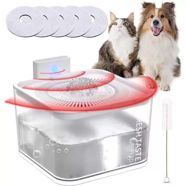 Fontaine à Eau Détecteur de mouvement pour Chat Chien Sans Fil 2.5L Silencieux