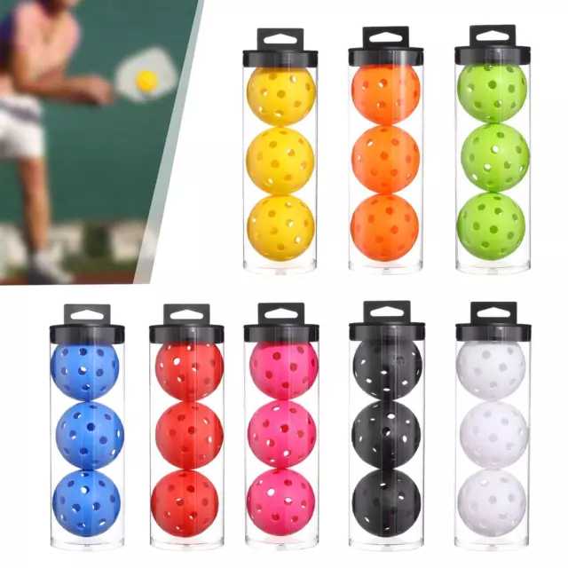 3 Pieces Pickleball Ball Golf Hollow Ball with 40 Holes Pickleball Balls for