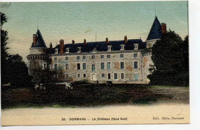 DORMANS - Marne - CPA 51 - beautiful colored canvas card - le Chateau 3 - cows
