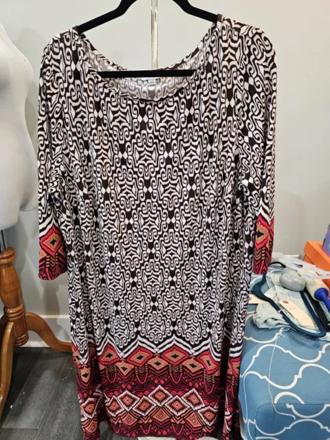 Jones Studio dress size 20w Black Red and White  3/4 sleeve