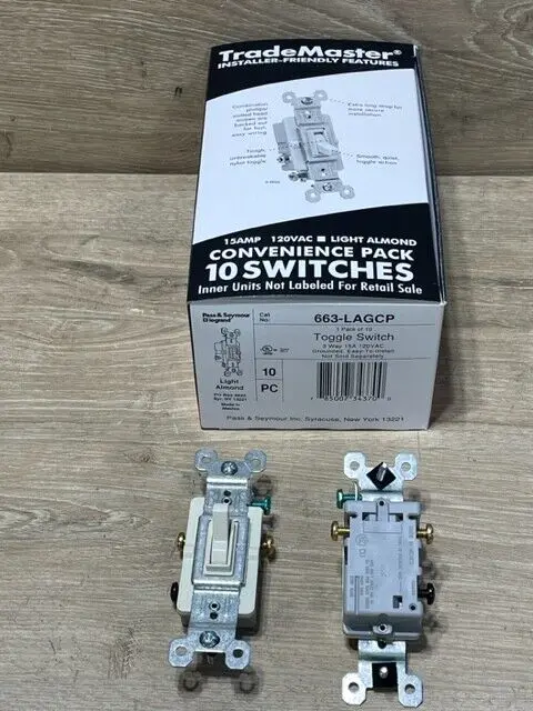 Pass & Seymour Toggle Light Switch 3-Way 15A 663-LAGCP Light Almond    Lot Of 10