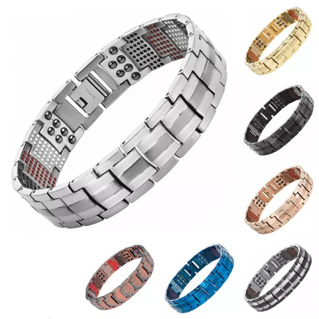 HERREN MAGNETISCHES BIOENERGIE TITANARMBAND 4in1 GESUNDHEIT ARTHRITIS SCHMERZLINDERUNG