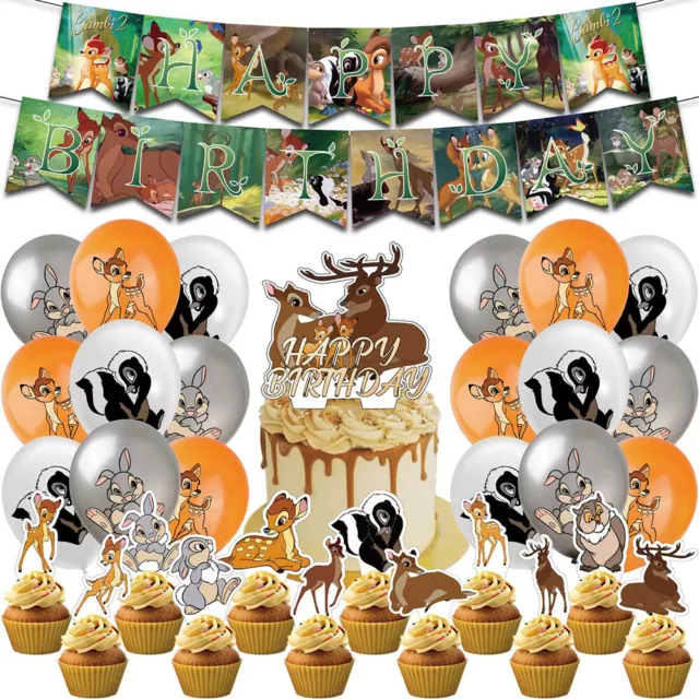 32Pcs Cartoon Bambi Theme Backdrop Birthday Party Decorations Supplies Set