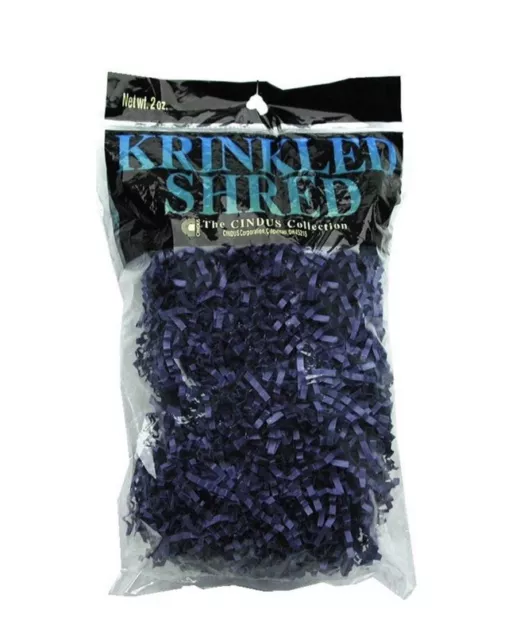 Krinkled Paper Shred for Packaging Gift Box Basket Filler 2 Ounce Bag NAVY BLUE