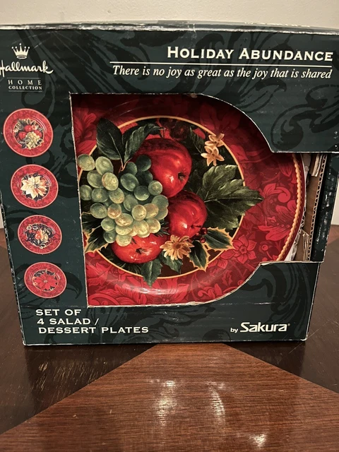 Hallmark Holiday Abundance Dessert/Salad Plates - Set Of 4 - By Sakura - VTG
