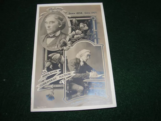 Vintage Postcard Victorian Actor Sir Henry Irving Memoriam Card 1938-1905 Rp