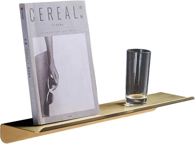 Metal Wall Shelf, Metal Floating Shelf Gold 15.7 Inches Wall Mount Stainless Ste