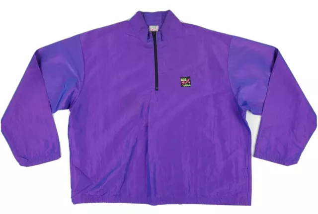 VTG 80/90's Surf Style Iridescent Purple 1/4 Zip Pullover Windbreaker Jacket OS