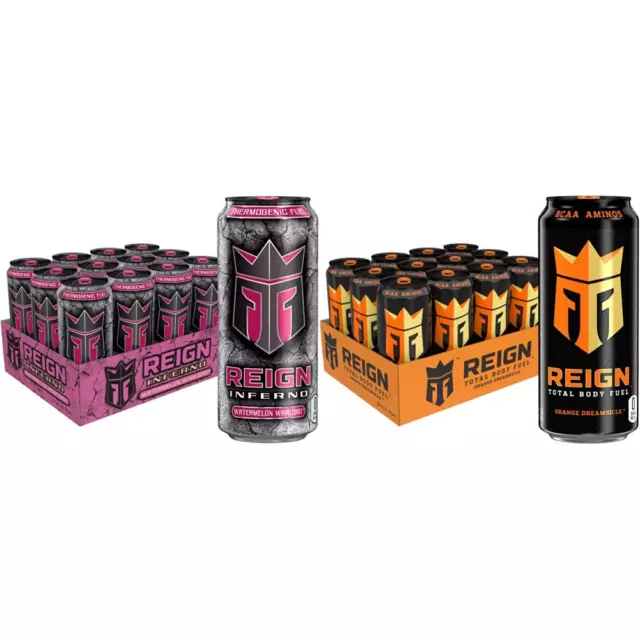 Reign Inferno Watermelon Warlord + Reign Total Body Fuel Orange Dreamsicle 16 Fl